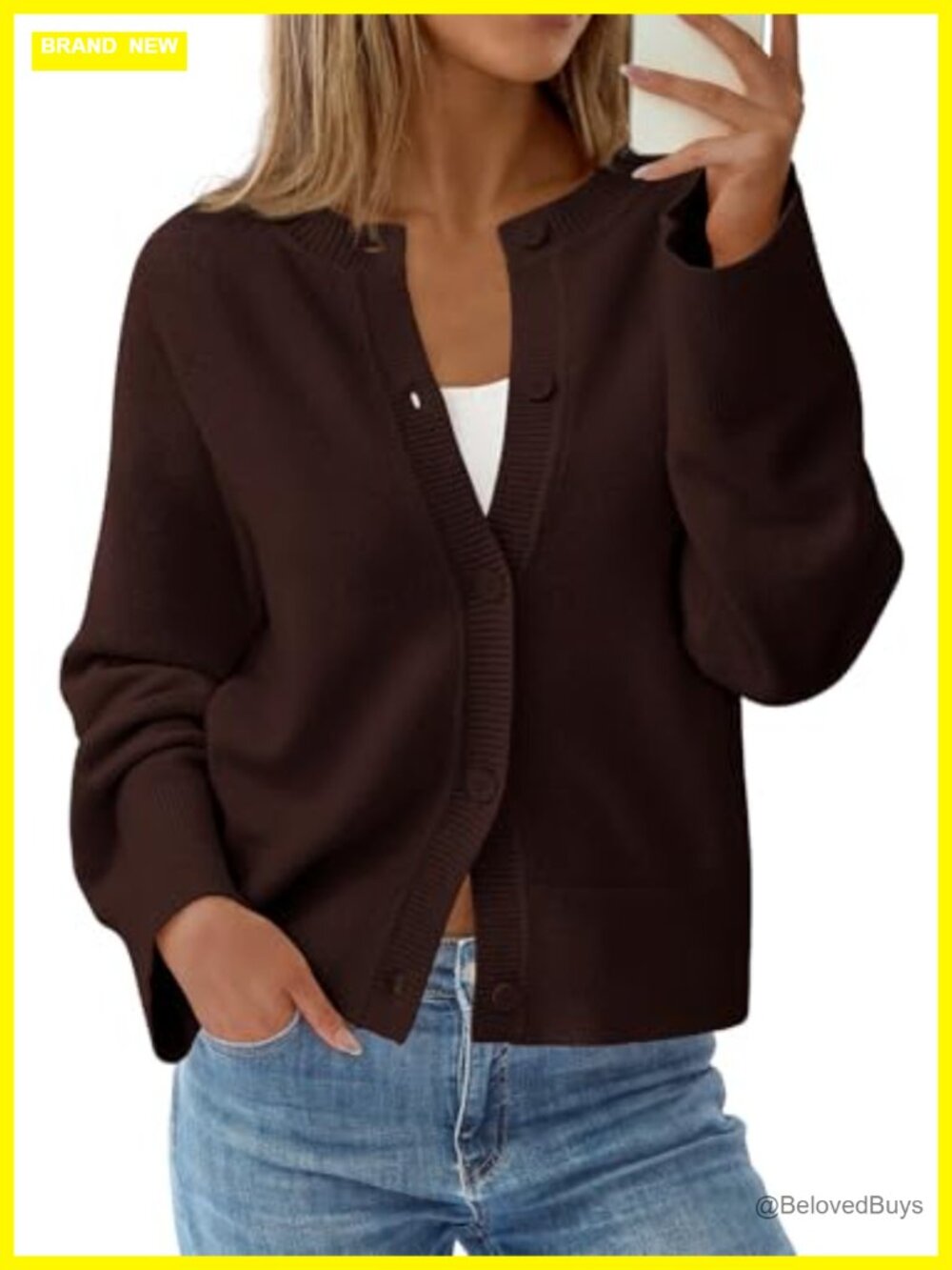 Oversized Drop Shoulder Cardigan Sweater - Button Up Chunky Knit Bell Sleeve